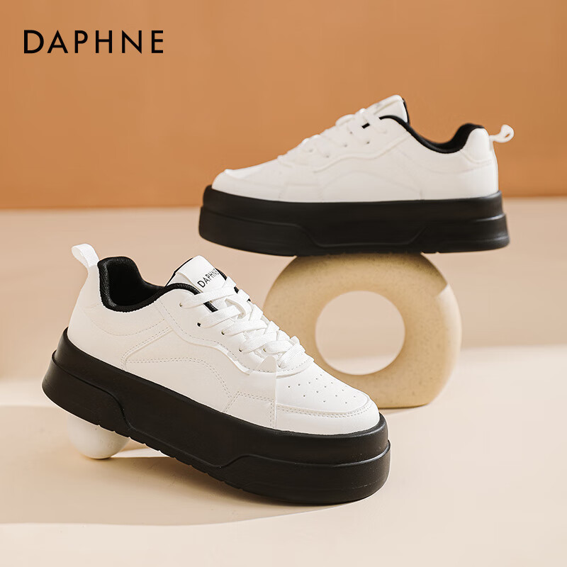 DAPHNE 达芙妮 厚底小白鞋夏季女鞋增高透气 98.75元（需用券）