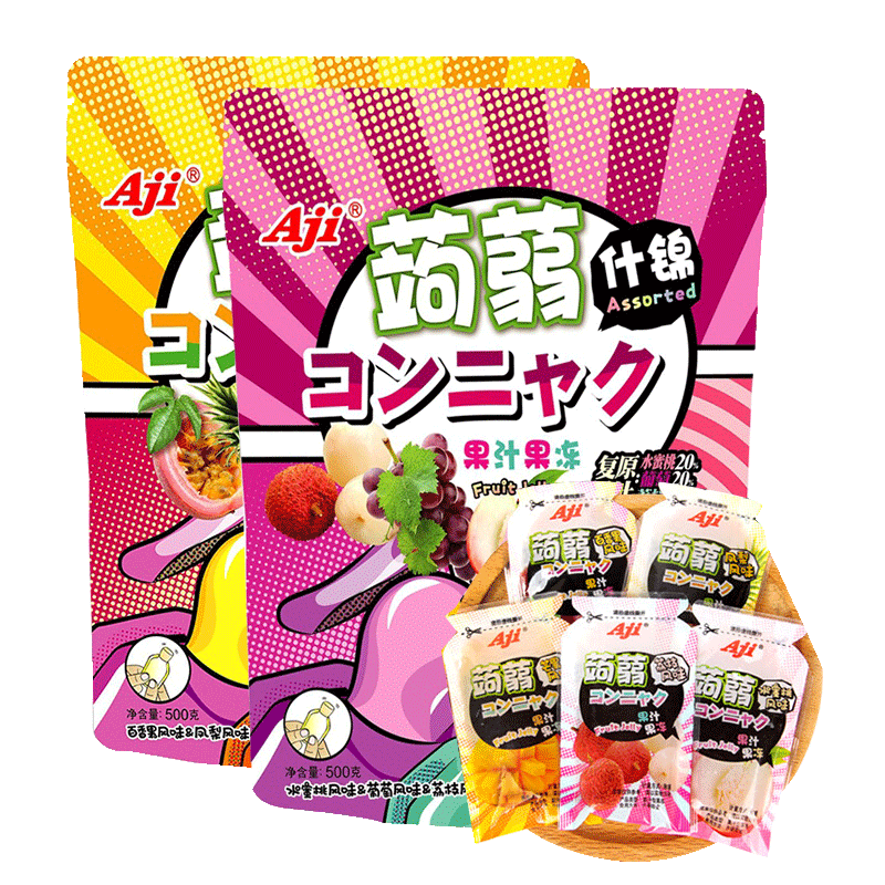 PLUS会员、需凑单：AJI 蒟蒻混合6口味果冻 1kg*4件 49.8元（合12.45元/件）