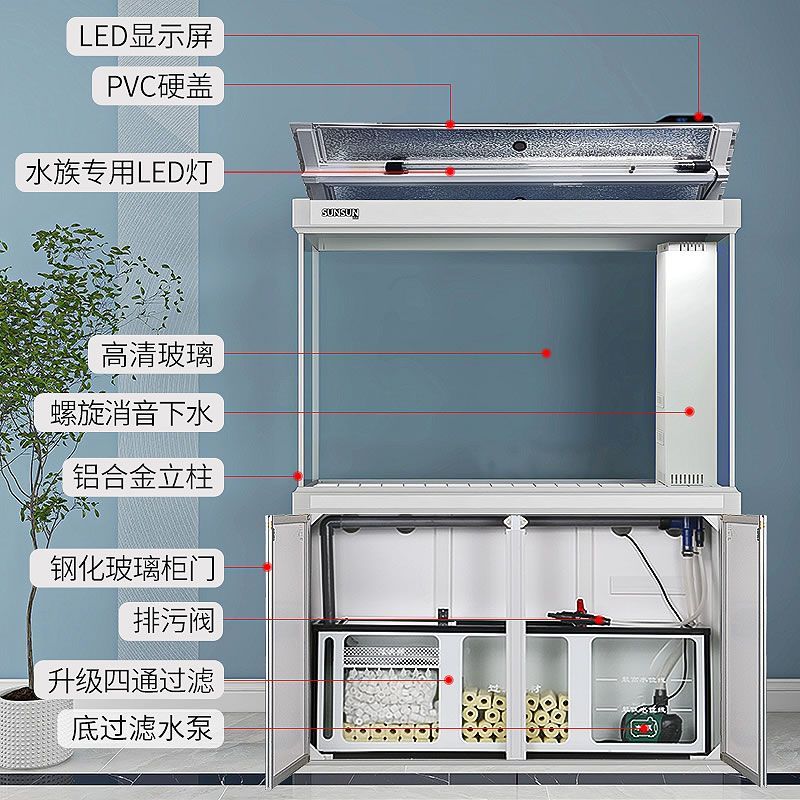 百亿补贴：SUNSUN 森森 底滤鱼缸 大型 1405元