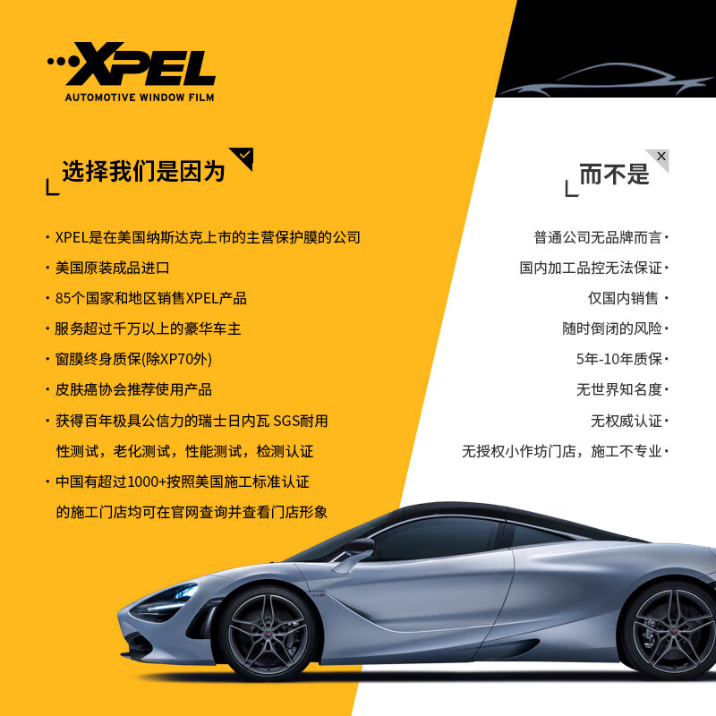 XPEL 埃克斯派尔 汽车贴膜E6深色 2198元