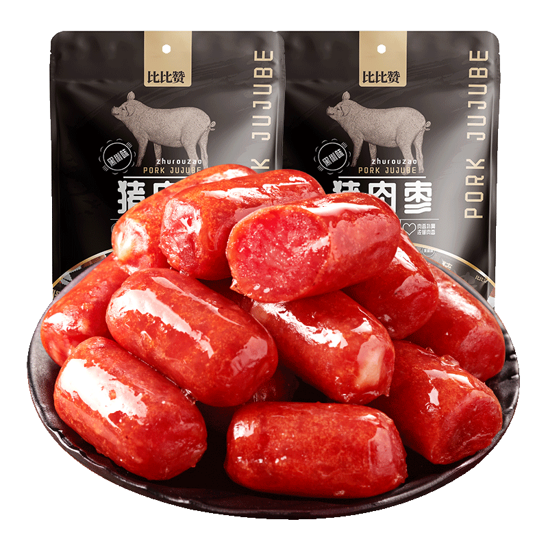 （BIBIZAN）比比赞 猪肉枣【黑椒味】100g*8件任选 48.5元包邮（需用卷，合6.06