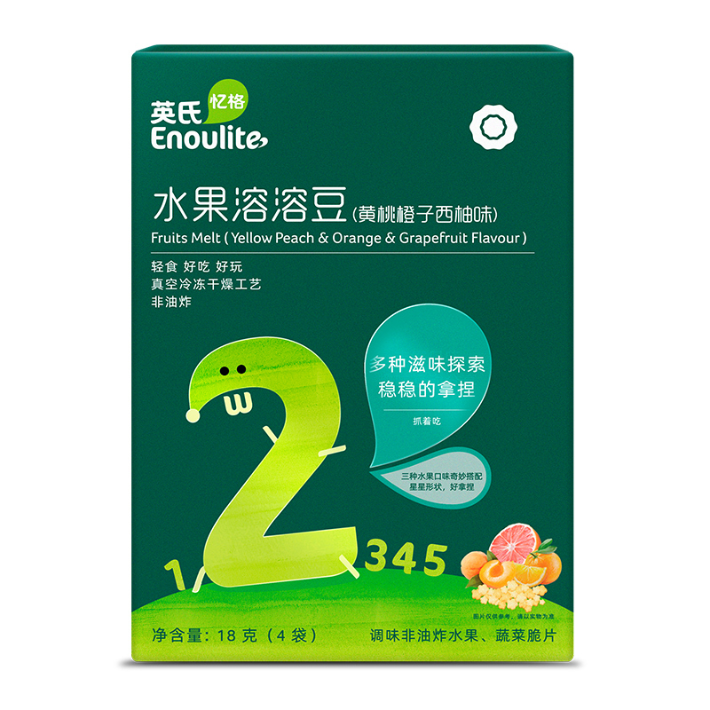 Enoulite 英氏 水果溶溶豆 2阶 黄桃橙子西柚味 18g 26.59元（需用券）