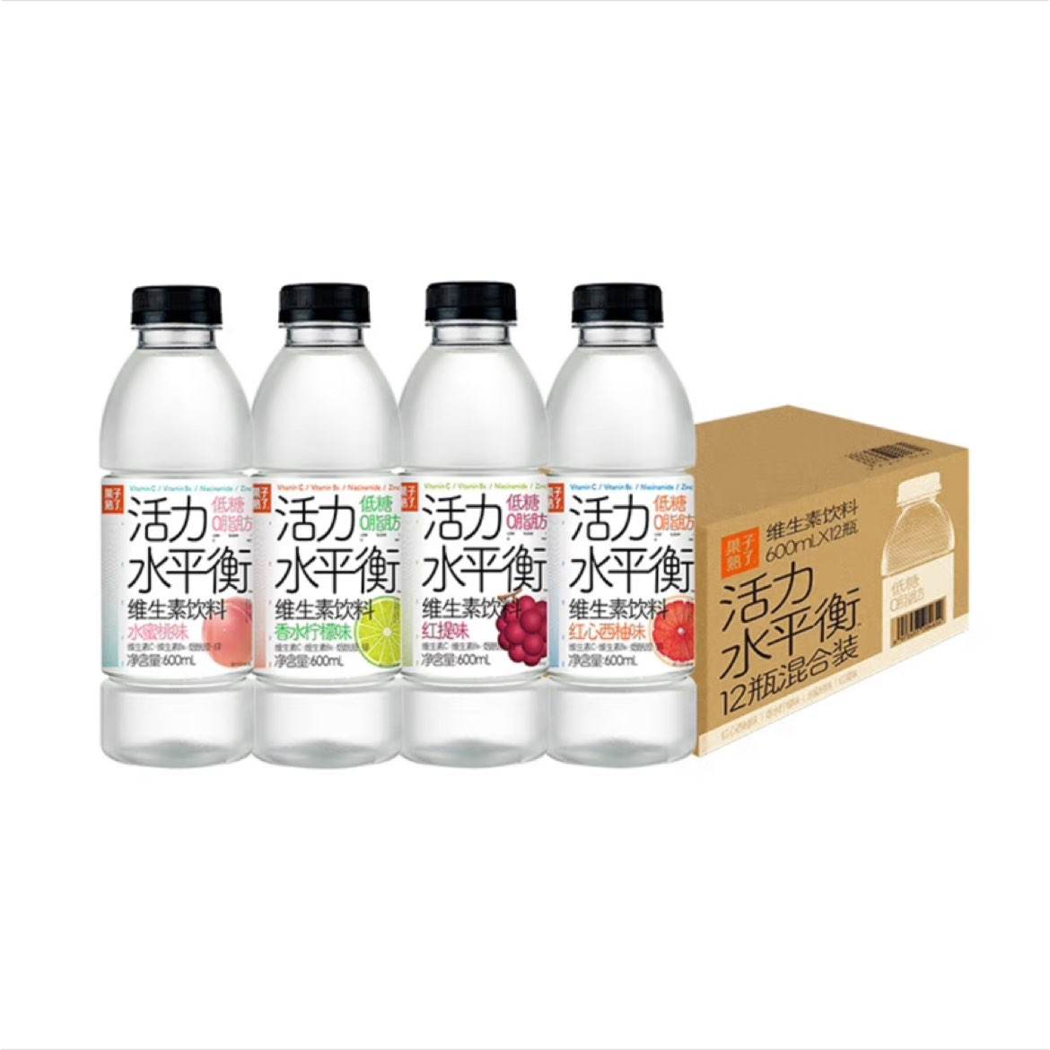 果子熟了 活力水平衡 维生素饮料 混合口味 600ml*12瓶 整箱 39.9元