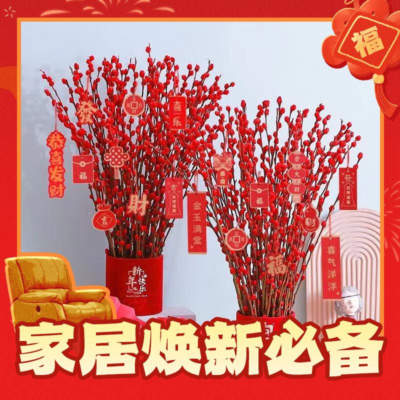 年货先到家：plus会员：花茶木居 新年银柳花枝 40CM*50支 19.9元（需用券）