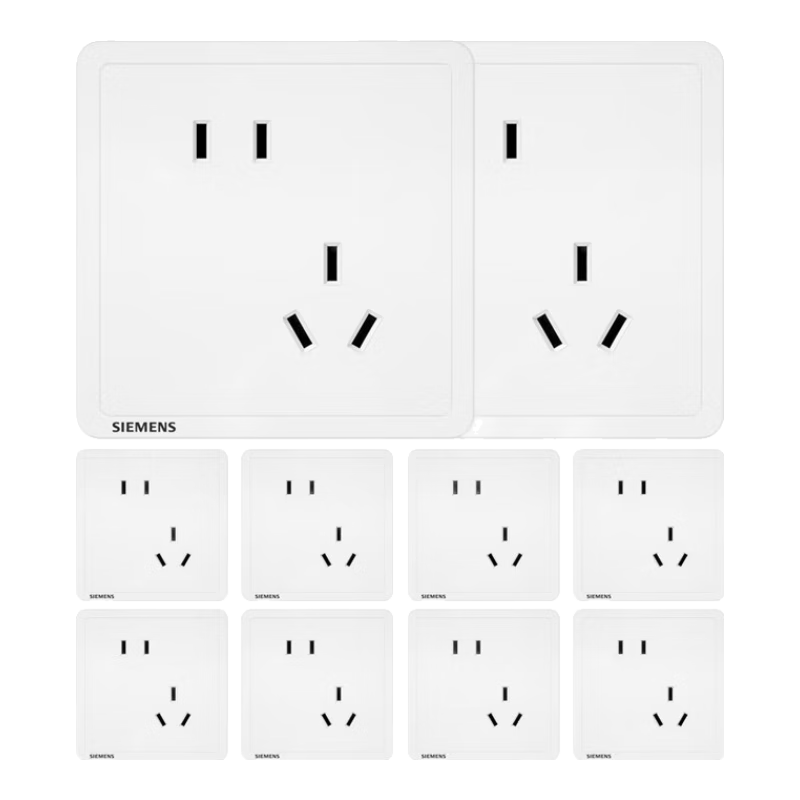 预售：SIEMENS 西门子 开关插座 斜五孔插座10只装 致典系列雅白 54.05元（多件
