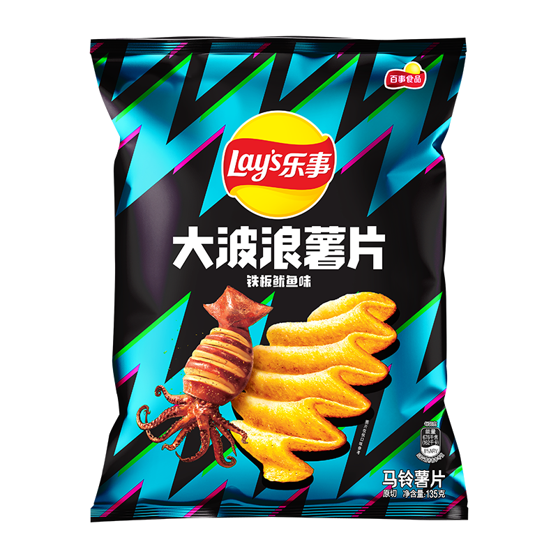 PLUS会员：Lays 乐事 大波浪 马铃薯片 铁板鱿鱼味 135g*3件 10.85元（合3.62元/件