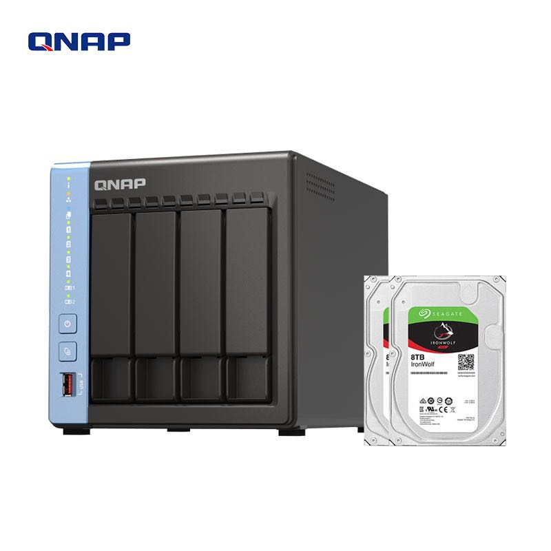 QNAP 威联通 TS-464C 四盘位NAS网络存储服务器（N5105、8GB）+希捷酷狼8TB*2套装 43