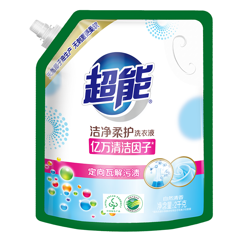 超能 洁净柔护洗衣液量贩装 27斤（2瓶+6袋） 98.75元（双重优惠）