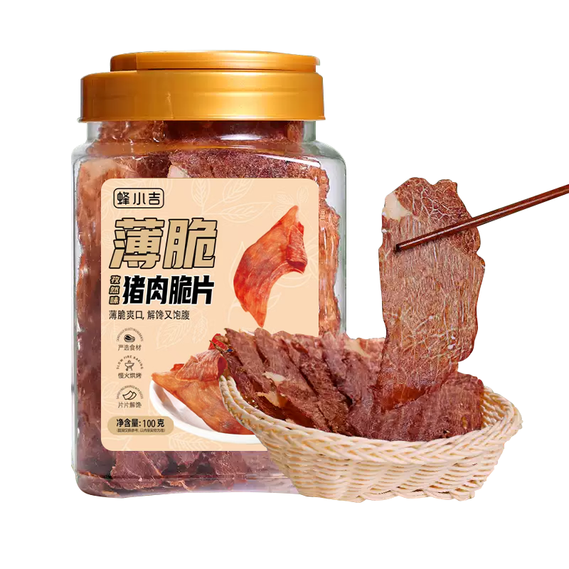 蜂小吉 孜然猪肉脆片100g罐装烧烤猪肉 13.16元（京东试用）