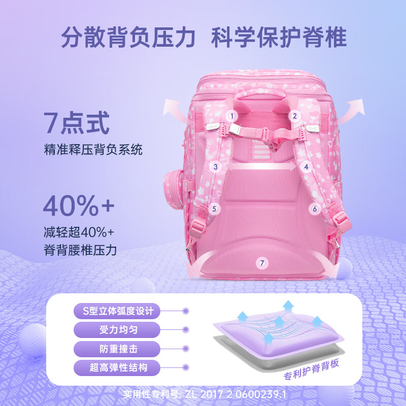 Gmt for kids 書包小學生兒童大容量禮物超輕護脊減負1-4年級男女粉夢精靈Light 