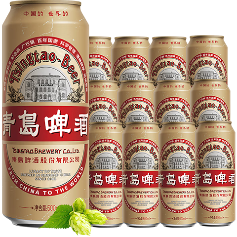 京东会员：青岛啤酒（TsingTao）经典国潮浓郁麦香 酒花细腻500ml*12听 *2件 89