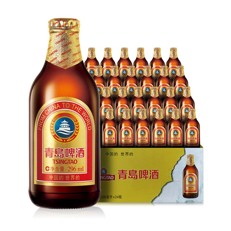 TSINGTAO 青岛啤酒 精酿系列 金质小棕金低温酿造296ml*24瓶 整箱装 七夕情人节 