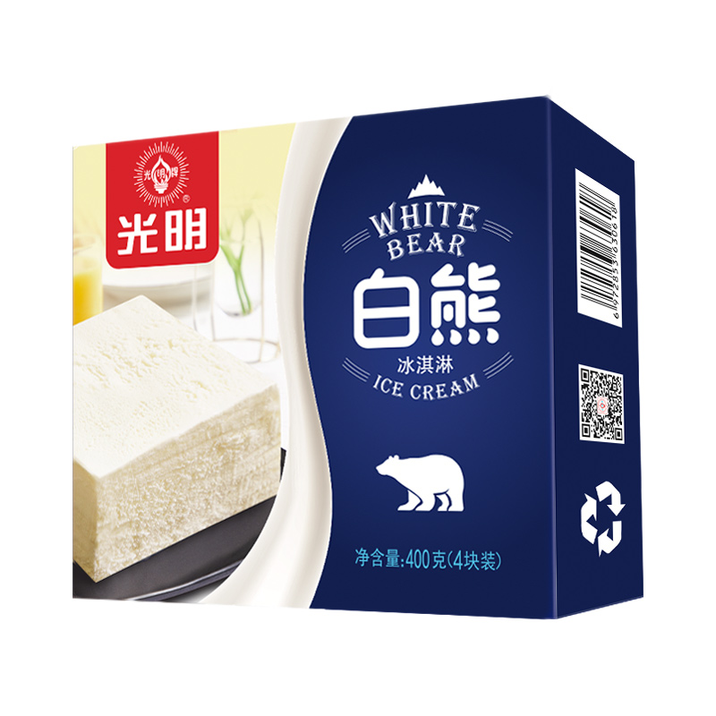 光明 白熊中砖 100g*4块 经典奶砖奶香味 冰激凌冷饮冰淇淋---8.67元