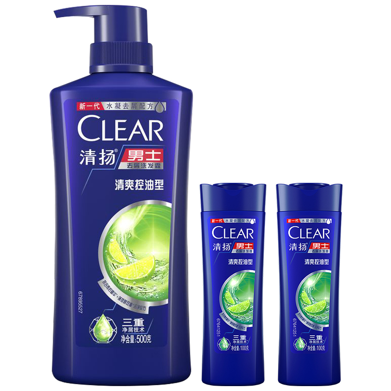 CLEAR 清扬 男士去屑洗发水清爽控油型500g+100gX2 青柠薄荷醇 哈兰德同款 33.56