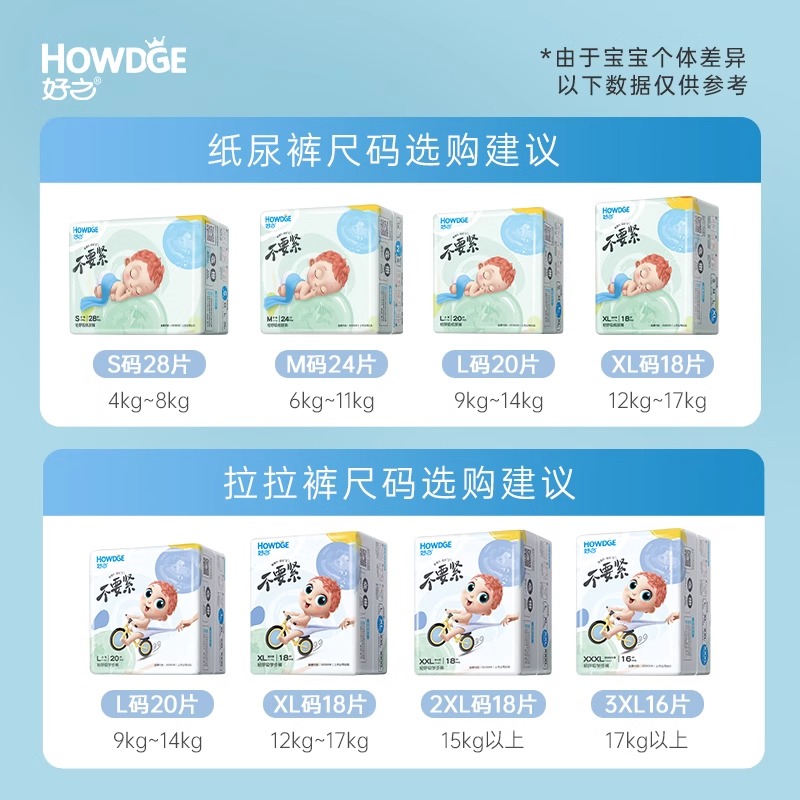 88VIP：Howdge 好之 不要紧纸尿裤S56/M48/L40/XL36片 36.45元（需用券，返10元猫卡后