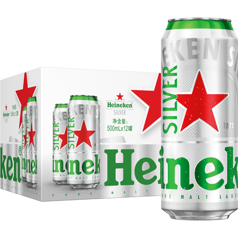 plus会员：Heineken 喜力 原麦汁浓度≥9.5°P 500mL 12罐 74.56元（需首购礼金3元）