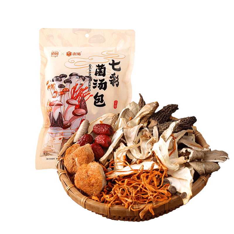 滇园 七彩菌汤包75g 云南特产羊肚菌鸡油菌鹿茸菇猴头菇煲汤炖汤食材 7.9元