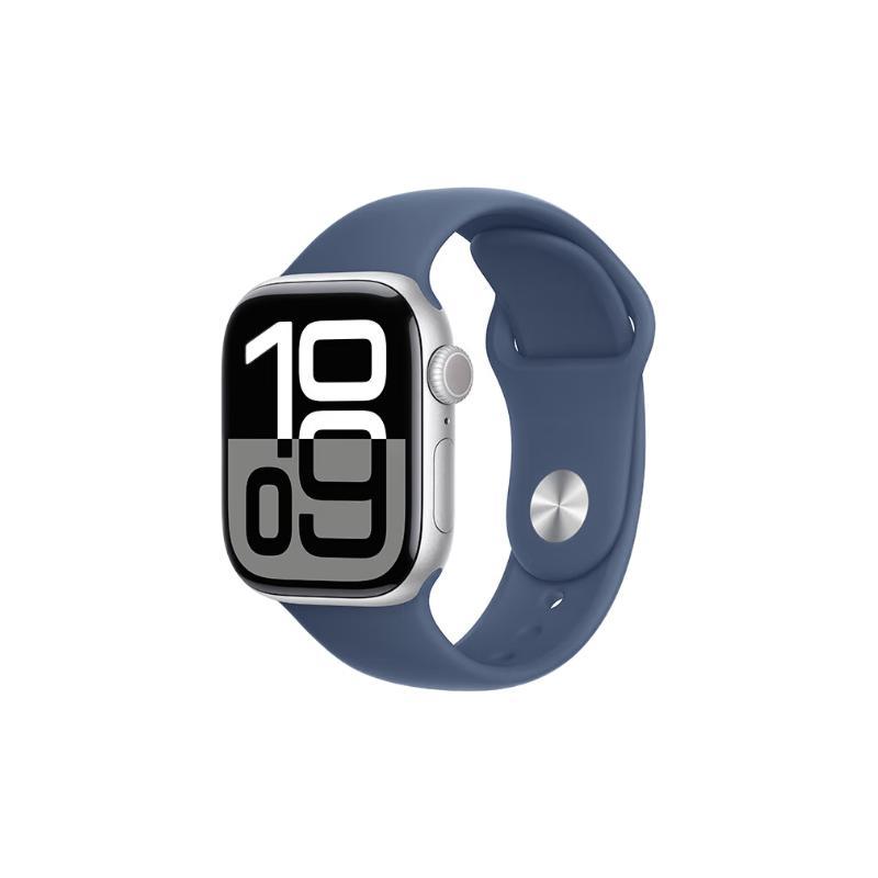 苹果 Apple Watch Series 10 智能手表 GPS款 42mm 银色 丹宁色橡胶表带 S/M 1975元（需