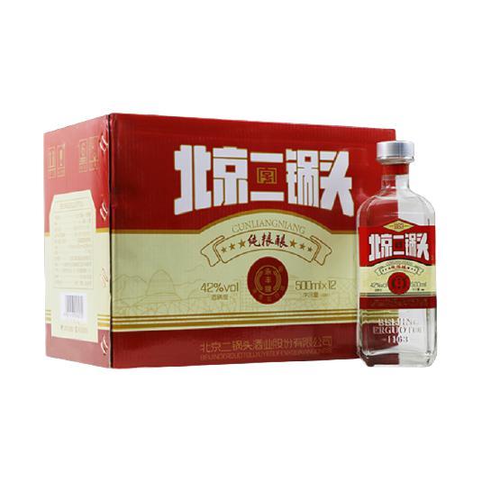 YONGFENG 永丰牌 北京二锅头纯粮酿清香型送礼白酒整箱 42度 500mL 12瓶 纯粮酿 1