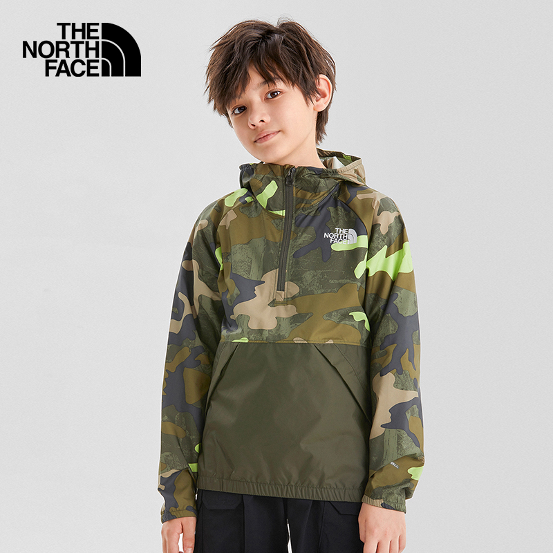 值选、京东百亿补贴：THE NORTH FACE 北面 儿童户外防风外套 7QKK55D/迷彩/绿色 2