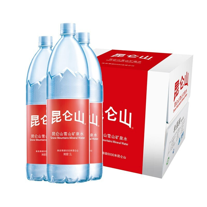 昆仑山 矿泉水 饮用天然弱碱性 1.5L*12瓶 62.16元（需买3件，需用券）