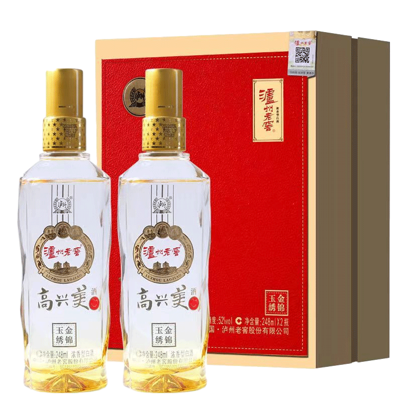 泸州老窖 52度浓香型白酒 自饮粮食酒水 高兴美酒 248ml*2瓶礼盒装 54.15元（需