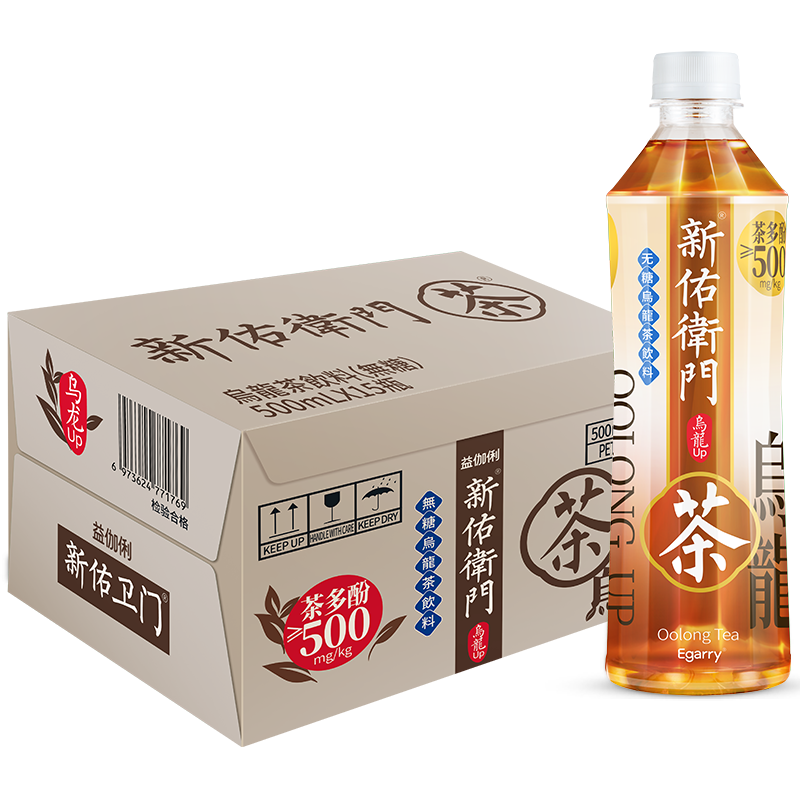 闭眼买、PLUS会员：新佑卫门 无糖乌龙茶饮料 500ml*12瓶 19.65元包邮（需领券