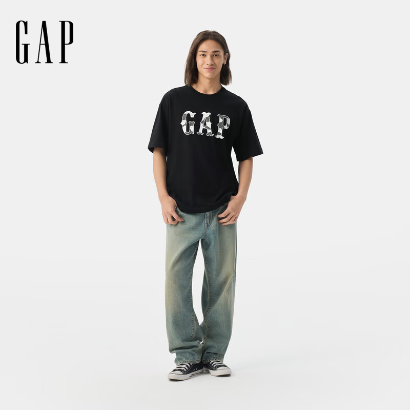 Gap 破價神車 西部印花logo純棉短袖情侶裝 52.23元