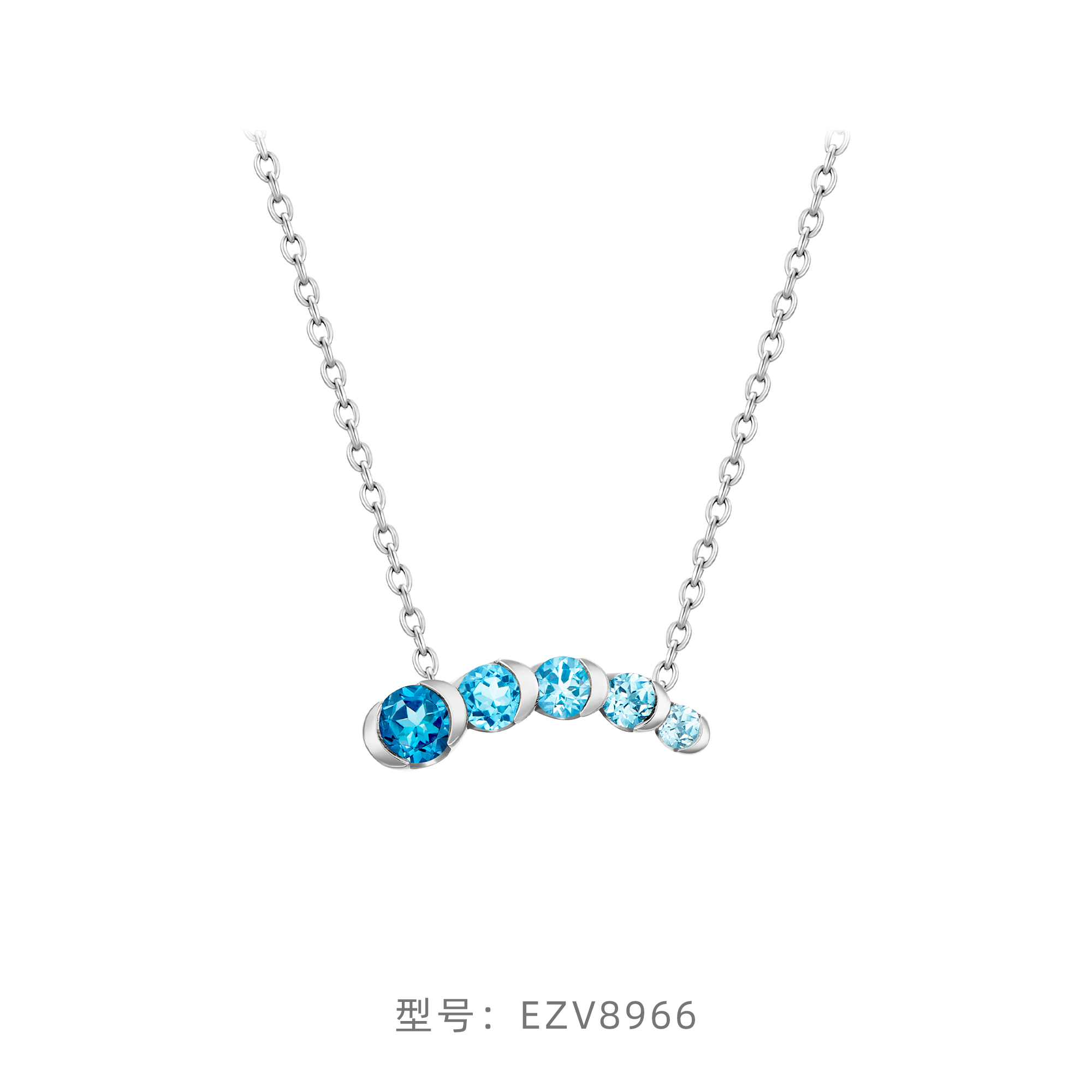 CHOW TAI FOOK 周大福 ENZO「丛林系列」18K金海蓝宝石托帕石项链女EZV8966新款 5382