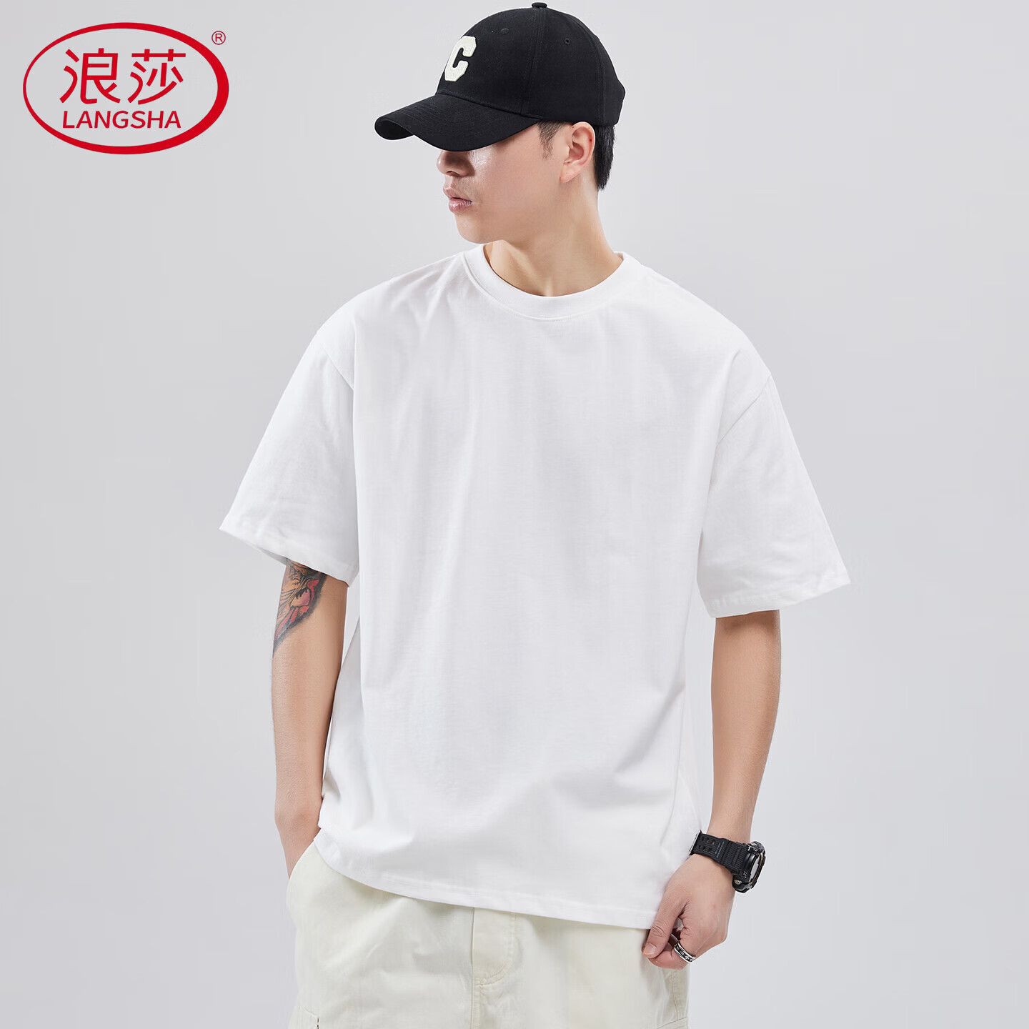 浪莎 快有货了100％棉+日系重磅短袖T恤自营店 18.95元
