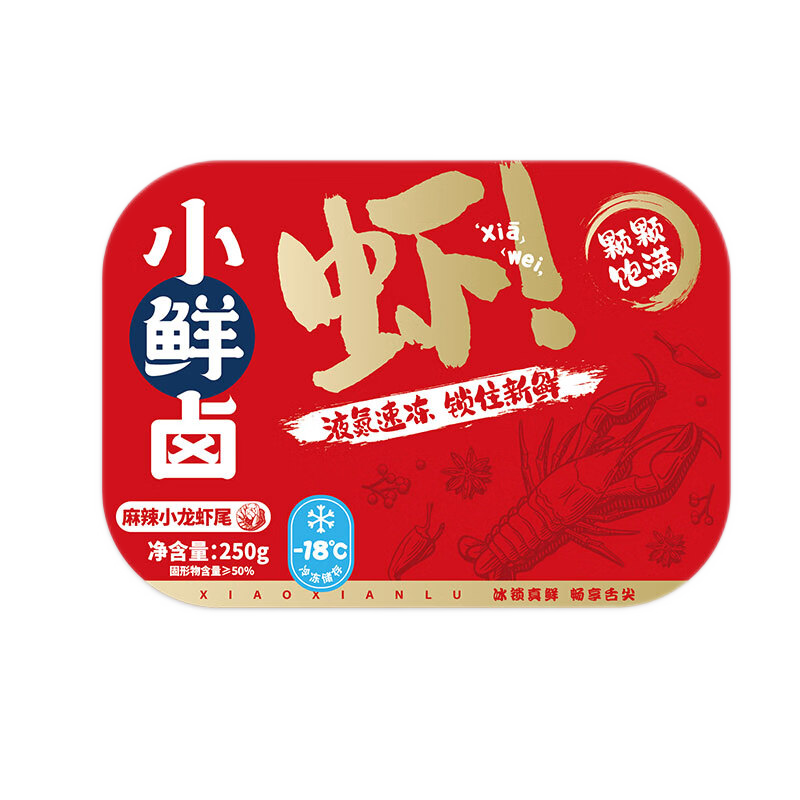 小鲜卤 麻辣龙虾尾 250g *5盒*2件 76.8元包邮（多重优惠，合38.4元/件）