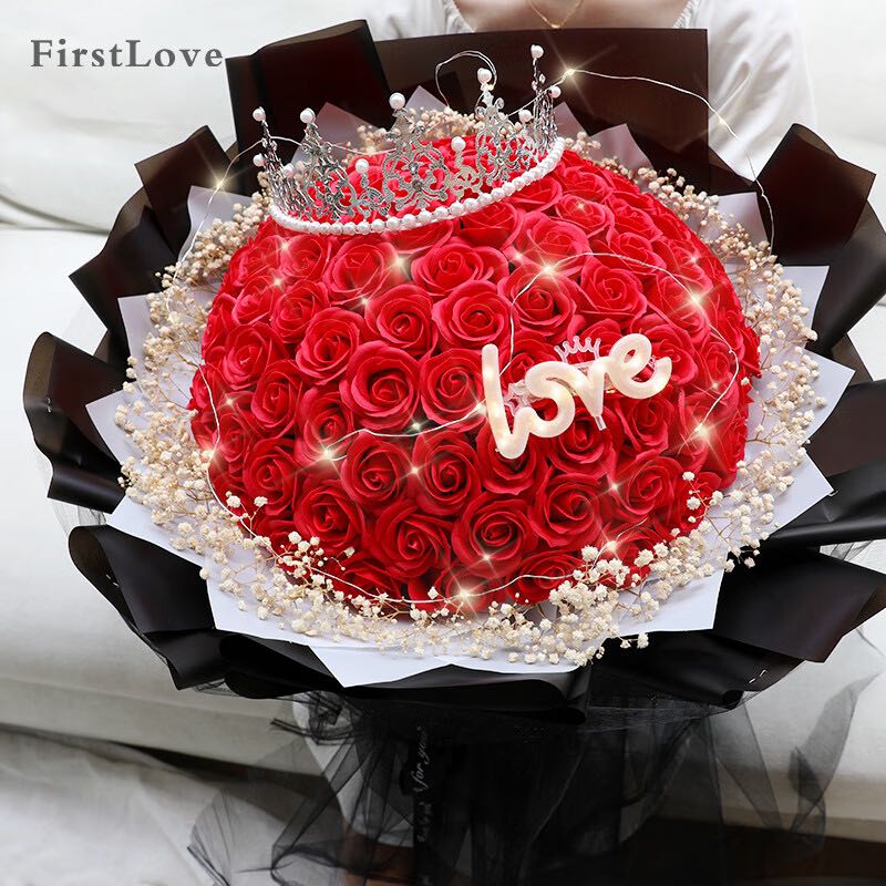 FirstLove 99朵红玫瑰永生香皂花同城配送鲜圣诞节花生日礼物送女友 179元