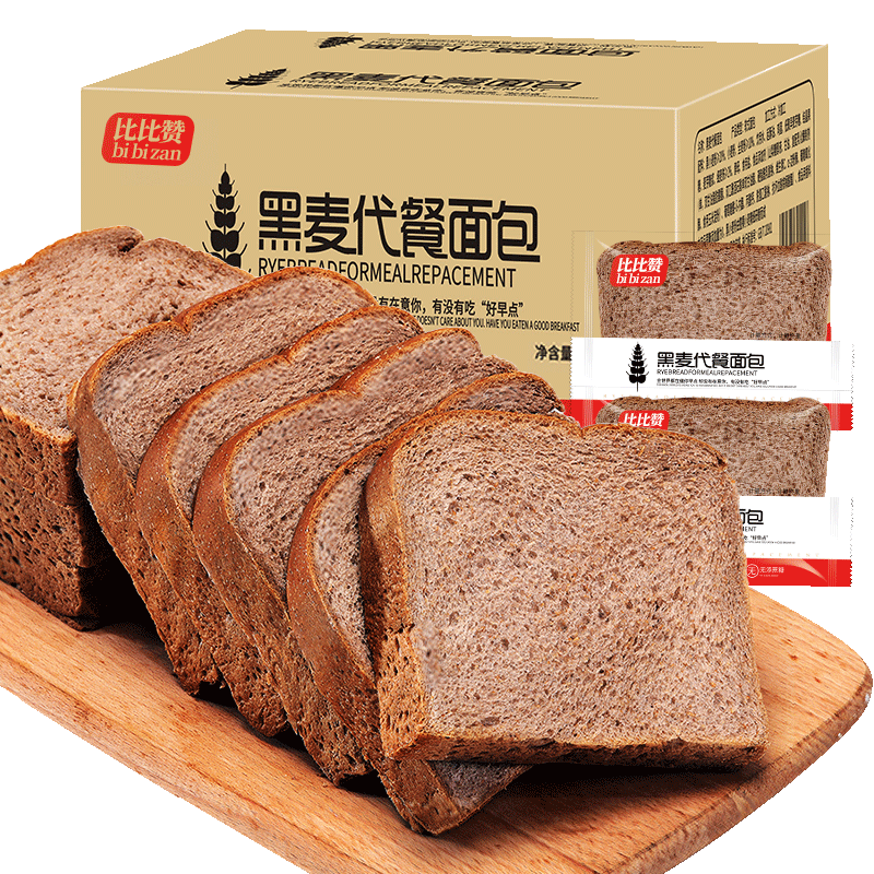 bi bi zan 比比赞 黑麦代餐面包 500g ￥3.7