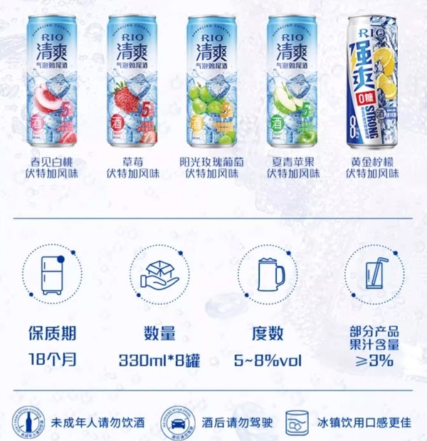 RIO 锐澳 强爽4罐+清爽4罐