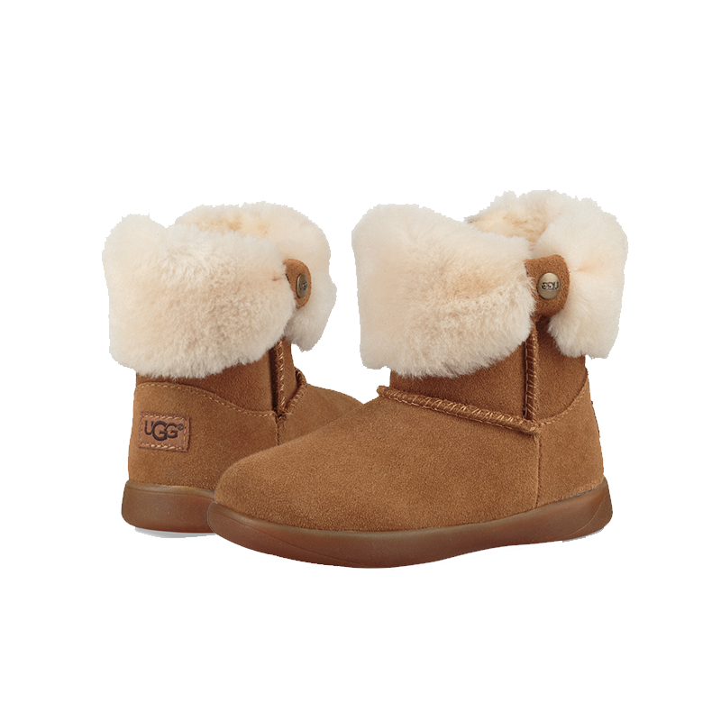 UGG 童鞋女童蝴蝶结真皮羊毛雪地靴短靴 1095571 299元