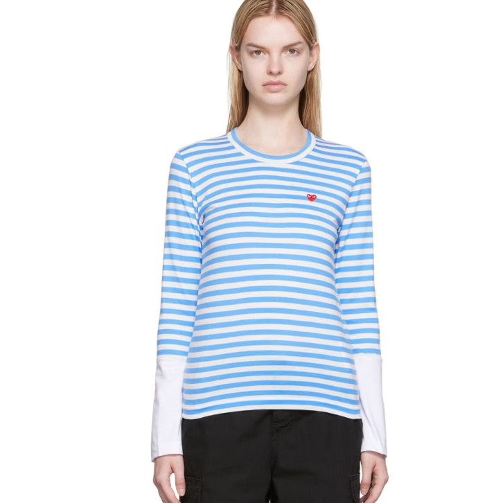 Comme des Garçons Play 白色 & 蓝色 Small Heart Patch 长袖 T 恤 $135（约970.45元）
