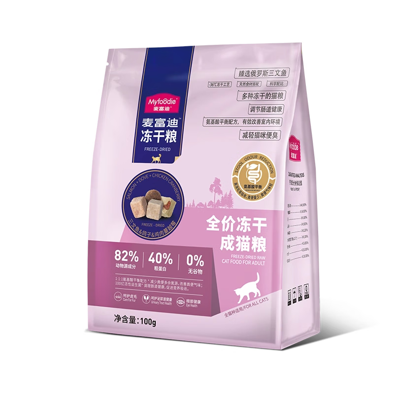 Myfoodie 麦富迪 三文鱼鸽子猫粮 100g 6.45元（需买3件，双重优惠）