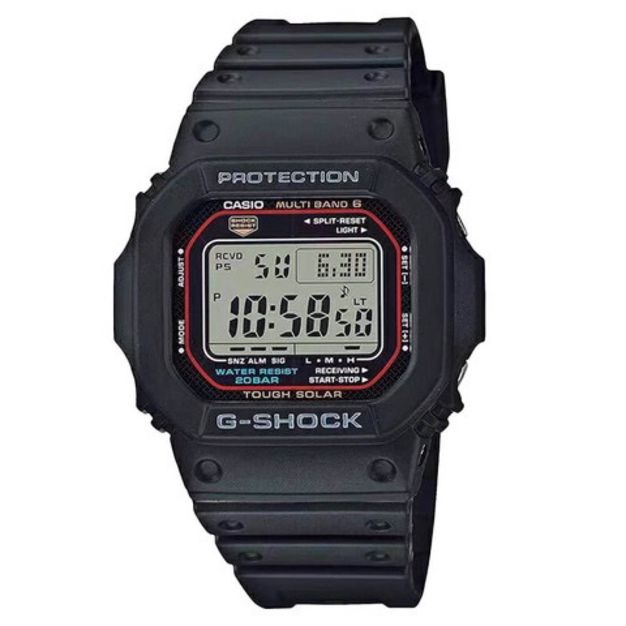 PLUS会员：CASIO 卡西欧 小红圈 G-SHOCK 经典系列 43.2毫米太阳能电波腕表 GW-M5610