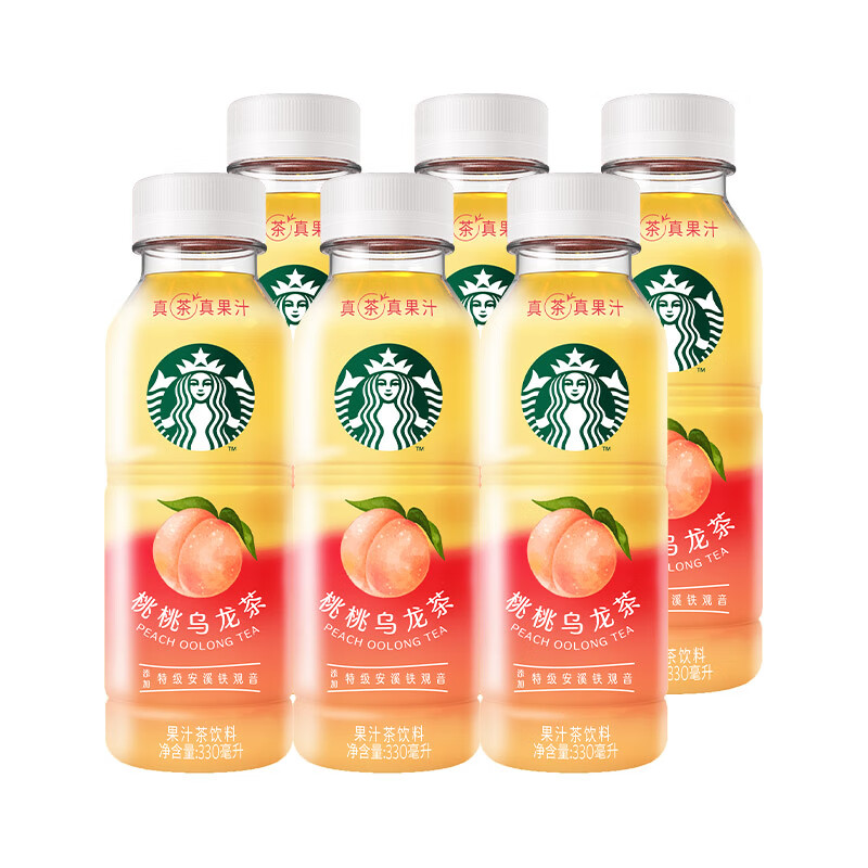 星巴克新茶饮系列：STARBUCKS 星巴克 星茶饮 桃桃乌龙茶 330ml*6入装 48元（下