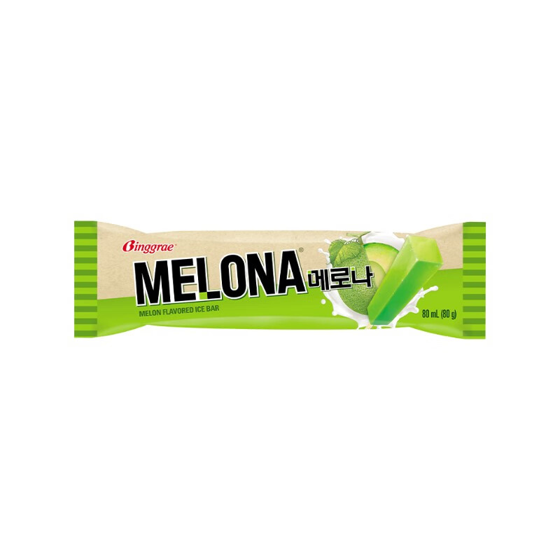 Binggrae 宾格瑞 melona）韩国进口 蜜乐娜哈密瓜味雪糕 冰棍 冷饮冰淇淋8支/盒 