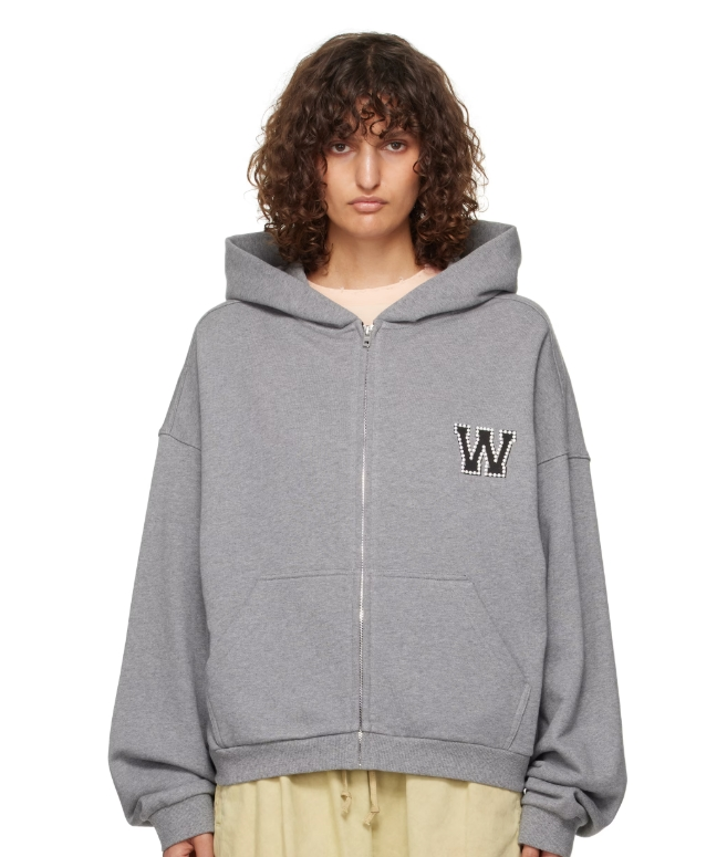 WE11DONE 灰色 Pearl Logo Zip-up 连帽衫 5.1折 $252（约1843元）