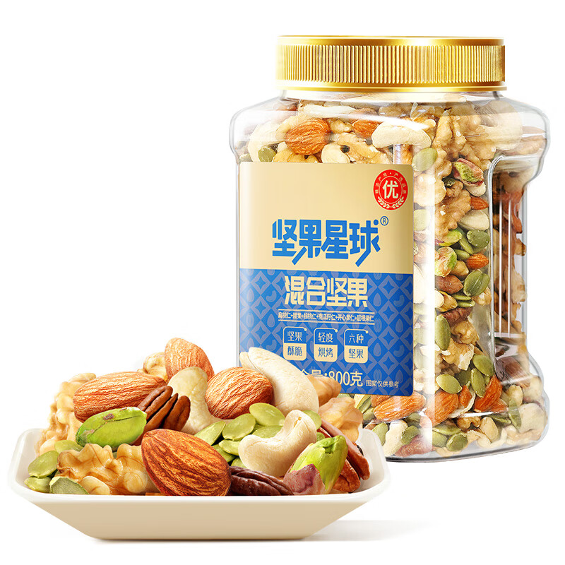 wolong 沃隆 每日坚果混合纯坚果 800g/罐 68元（需用券）