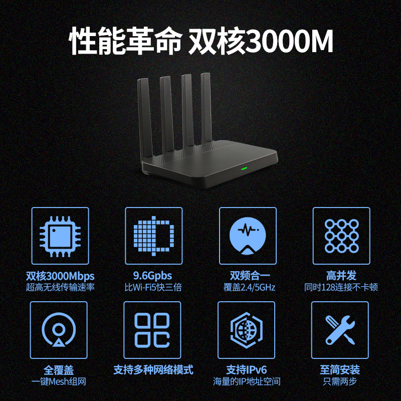 卡尔 wifi6无线千兆家用光纤高速路由器 mesh组网穿墙王全屋增强器 109元（需