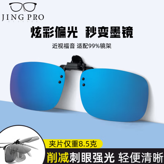 JingPro 镜邦 近视眼专用太阳镜偏光眼镜夹片可上翻（一镜多用）+万新1.67非