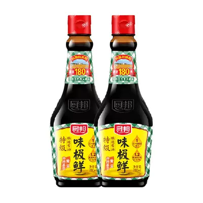 88VIP、需凑单：厨邦 味极鲜酱油 760ml*2瓶 *3件 32.07元包邮（需用卷，合10.69元