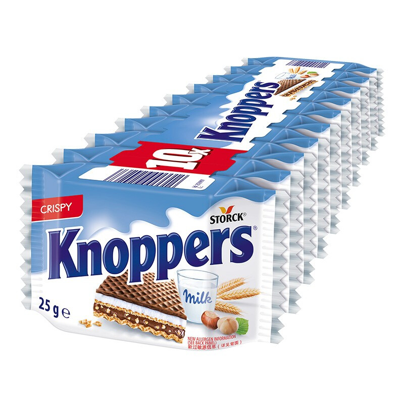 Knoppers 优立享 牛奶榛子巧克力威化饼干 250g 12.23元