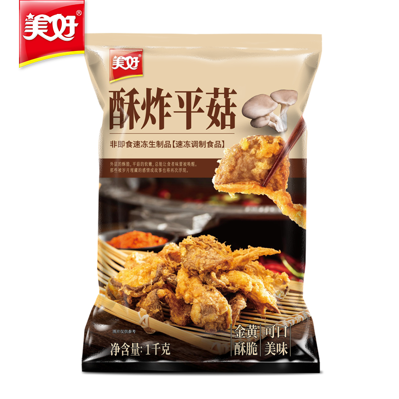 PLUS会员：美好 酥炸平菇 空气炸锅食材 1kg*4件 91.68元包邮（合22.92元/件）