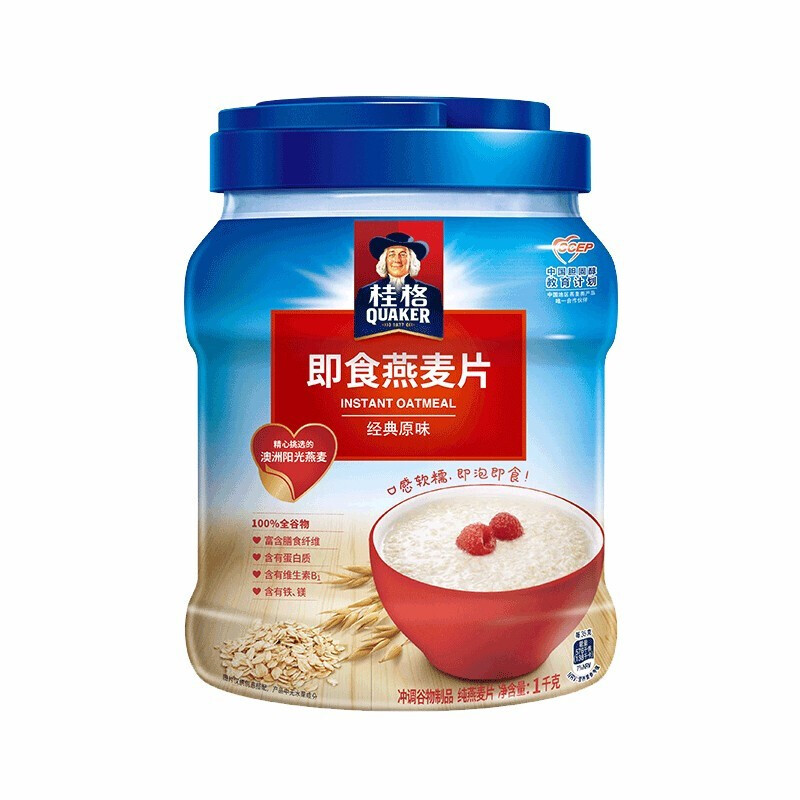 QUAKER 桂格 即食燕麦片 1kg*2罐 40.9元（需用券）