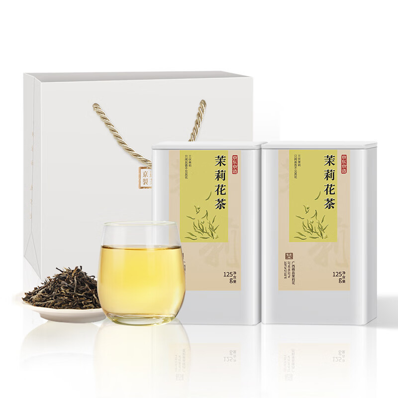 京东京造 茉莉花茶特级浓香125g*2罐 含精美礼袋自饮送礼茶叶 87.81元（需用