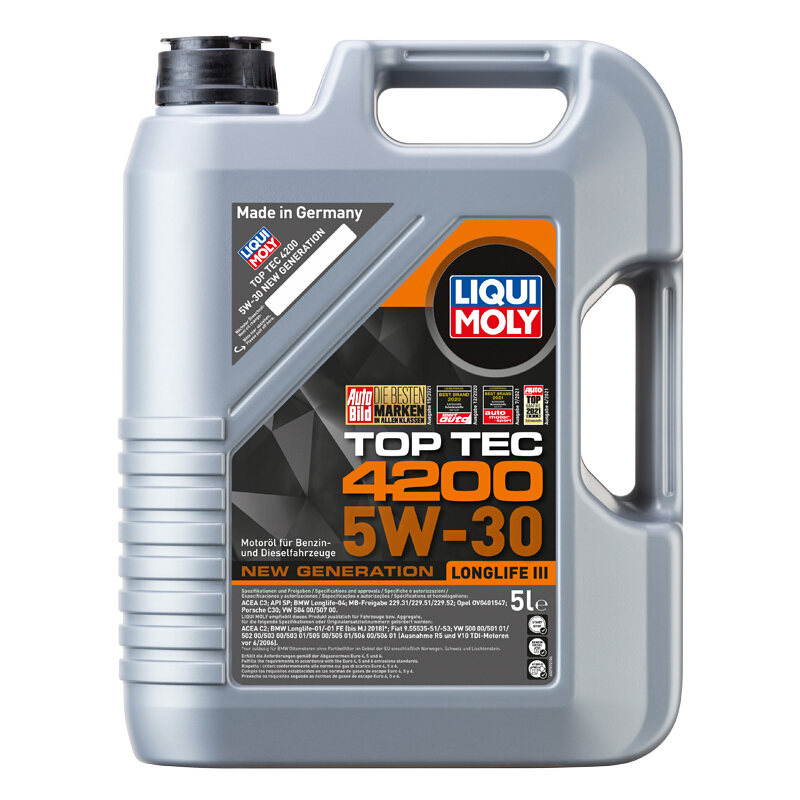 LIQUI MOLY 力魔 顶技4200 5W-30 SN级 全合成机油 5L 423.53元